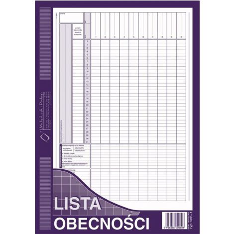 Druk MiP Lista Obecności A4/40